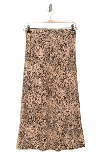 Shop Renee C Ditsy Leopard Print Midi Skirt In Taupe
