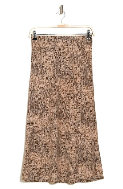Renee C Ditsy Leopard Print Midi Skirt In Taupe