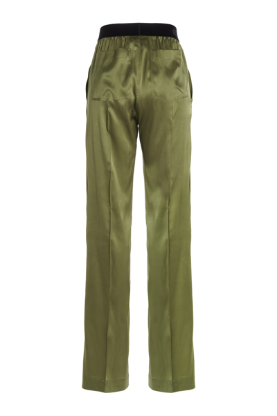 Shop Tom Ford Silk Trousers In Green