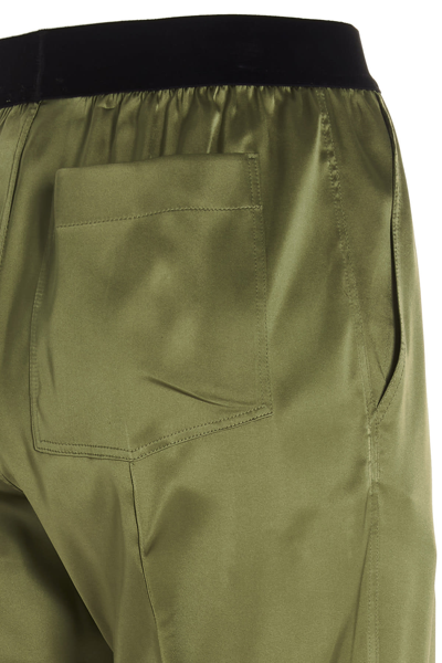 Shop Tom Ford Silk Trousers In Green