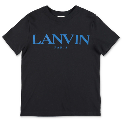 Shop Lanvin T-shirt Nera In Jersey Di Cotone Bambino In Nero