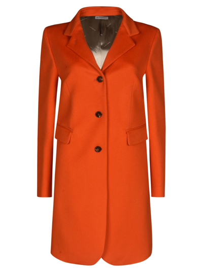 Shop Alberto Biani Classic Buttoned Coat In Orange
