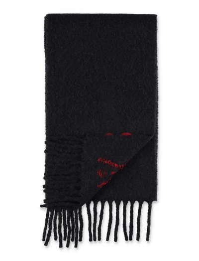 Shop Ami Alexandre Mattiussi Oversize Wool Scarf In Black