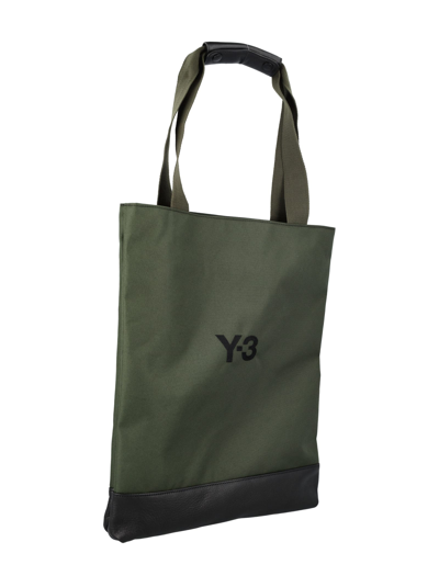 Shop Y-3 Cordura Logo Tote Bag In Olive