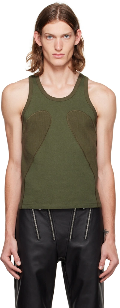 Dion Lee Khaki Rib Shift Tank Top In Shadow Green