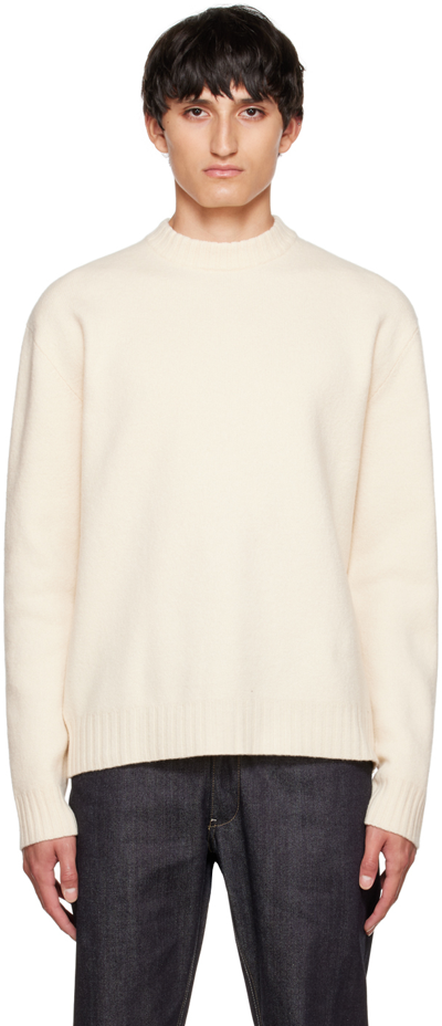 Shop Jil Sander Beige Wool Sweater In 109 - Ecru