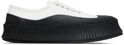 Shop Jil Sander White Canvas Platform Sneakers In 105 - Light Ivory
