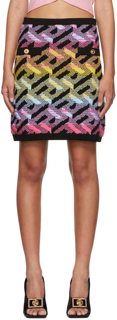 Shop Versace Multicolor 'la Greca' Miniskirt In 6x110 Multicolor