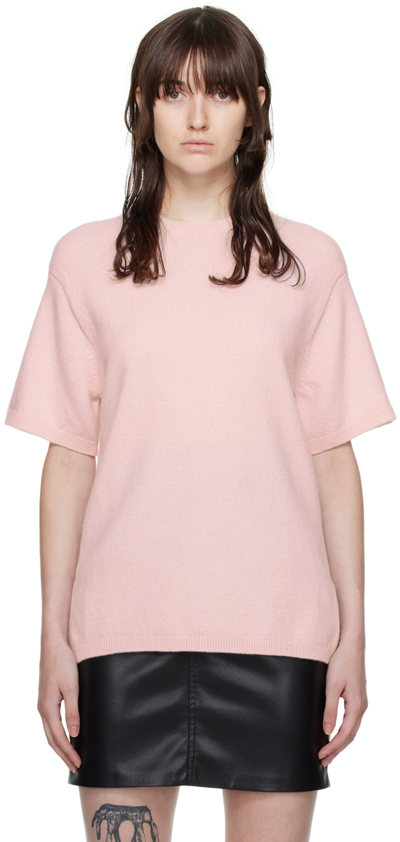 Shop Nanushka Pink Short Sleeve Sweater In Rosewater