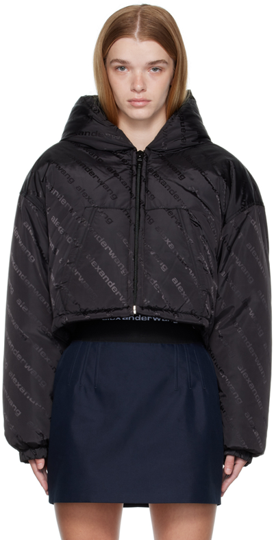 Shop Alexander Wang Black Down Jacquard Jacket In 001 Black