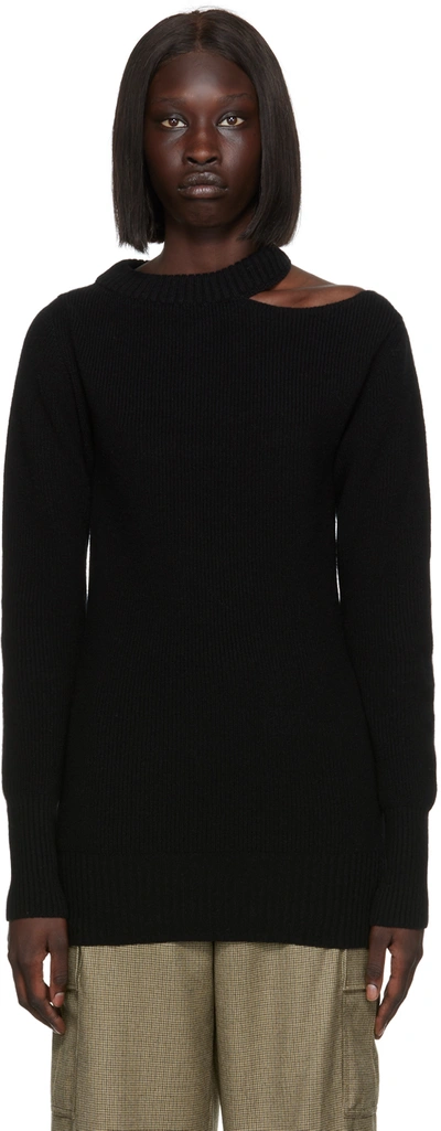 Shop Sacai Black Cutout Sweater In 001 Black