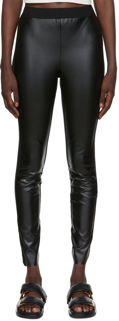 Shop Sacai Black Faux-leather Paneled Leggings In 001 Black