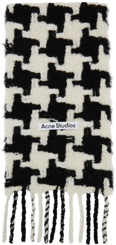 Shop Acne Studios Black & White Houndstooth Scarf In Al4 White Black