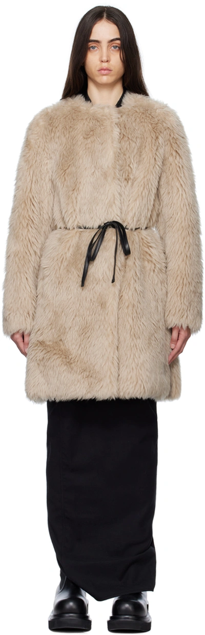 Shop Yves Salomon Beige Belted Coat In A2156 Madeleine