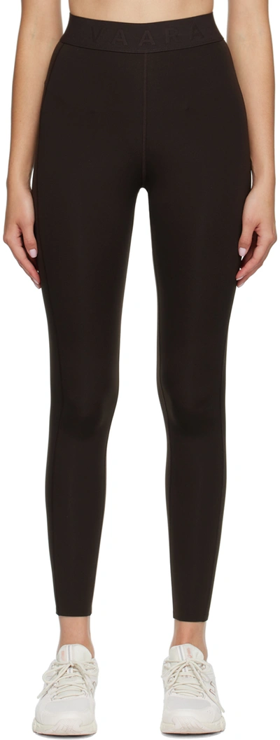 Shop Vaara Brown Nylon Sport Leggings In Dark Brown