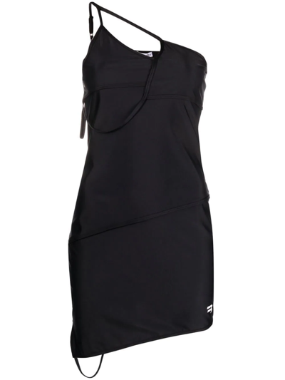 Shop Balenciaga Asymmetric-panelled Bodycon Dress In Black