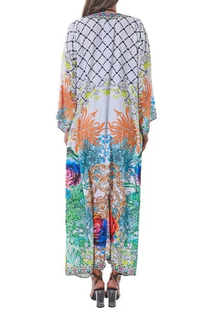 Ranee's Mixed Print Chiffon Duster In Green