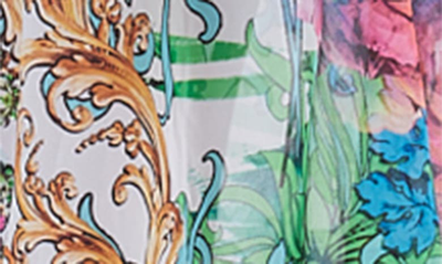Ranee's Mixed Print Chiffon Duster In Green