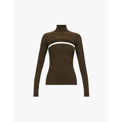 Shop Tom Ford Detachable-sleeve Wool-blend Top In Military Green