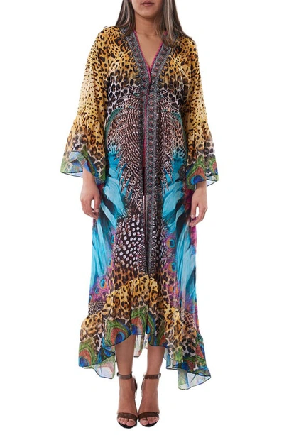 Shop Ranee's Mixed Animal Print Bell Sleeve Duster In M-color