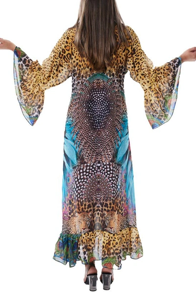 Shop Ranee's Mixed Animal Print Bell Sleeve Duster In M-color