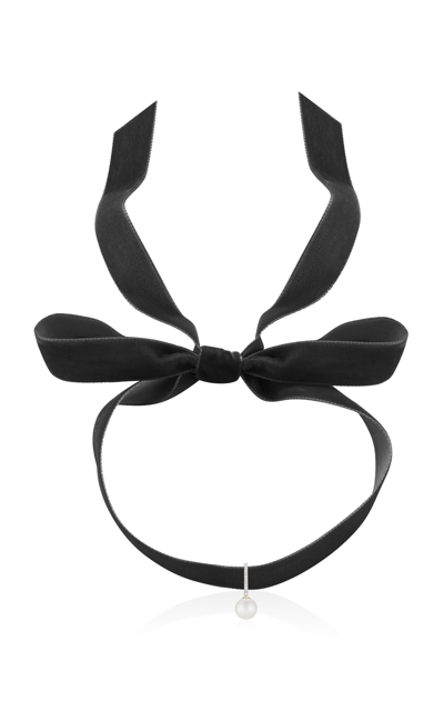 Shop Mateo Pearl; Diamond Velvet Choker In Black