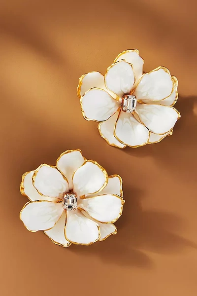 Shop Anthropologie Jewel Box Flower Earrings In White