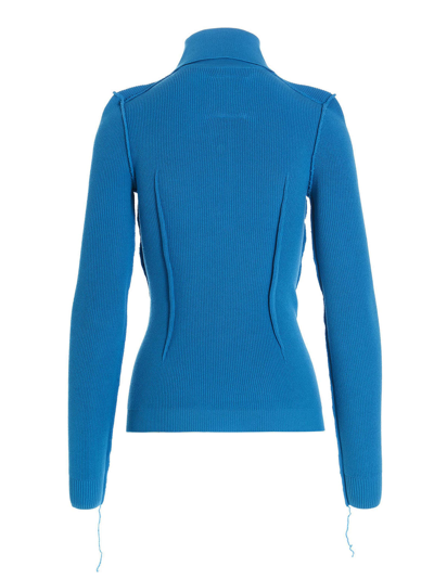 Shop Miharayasuhiro Visible Stitching Sweater In Light Blue