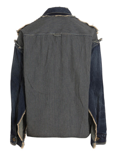 Shop Miharayasuhiro Denim Patchwork Jacket In Blue
