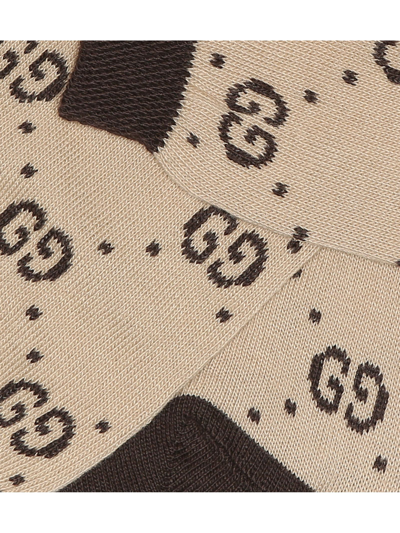 Shop Gucci Childrens Cotton Gg Socks In Beige