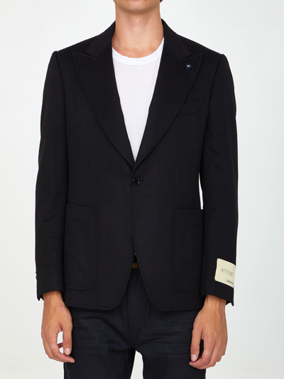 Shop Lardini Wool Cashmere Jacket In Black