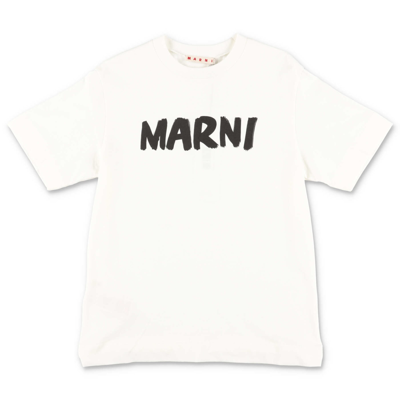 Shop Marni T-shirt Bianco In Jersey Di Cotone Bambino