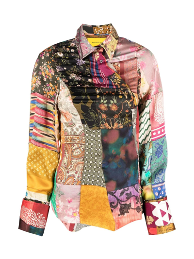 Shop Marques' Almeida Twisted Patchwork Shirt In Multi Patchwork