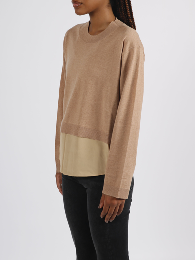 Shop See By Chloé Silk Insert Sweater In Brown