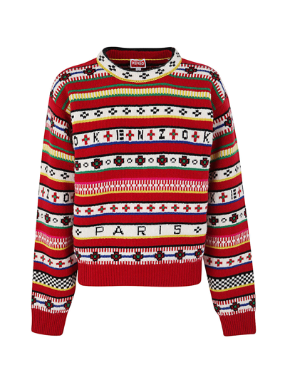 Shop Kenzo Jacquard Regular Jumper In Medium Red