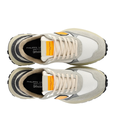 Shop Philippe Model Antibes White Fluo Orange Sneaker In Bianco