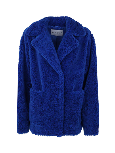 Shop Stand Studio Marina Jacket Faux Fur Teddy 2020 70cm In Electric Blue