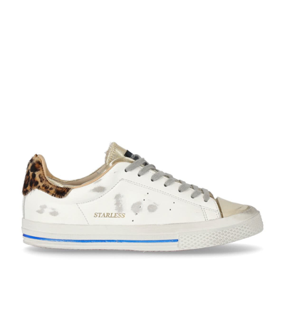 Shop Hidnander Starless Low White Gold Sneaker In White / Gold