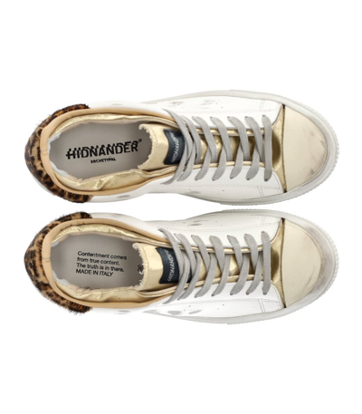 Shop Hidnander Starless Low White Gold Sneaker In White / Gold