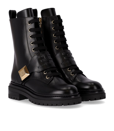 Shop Elisabetta Franchi Black Combat Boot With Stud In Nero