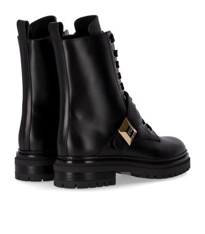 Shop Elisabetta Franchi Black Combat Boot With Stud In Nero