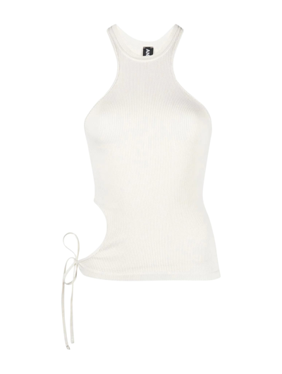 Shop Andreädamo Ribbed Jersey Tank Top With Coulisse Det In White