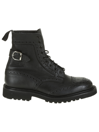 Tricker's Rugged Black Leather Boots With Brogue Detailing In Multi