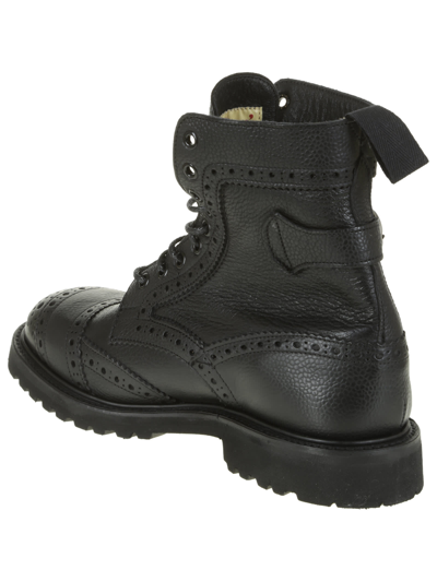 Tricker's Rugged Black Leather Boots With Brogue Detailing In Multi