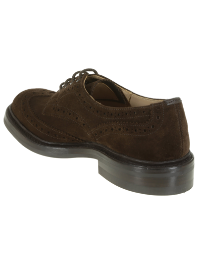 Shop Tricker's Bourton Suede Dainite In Chocolate