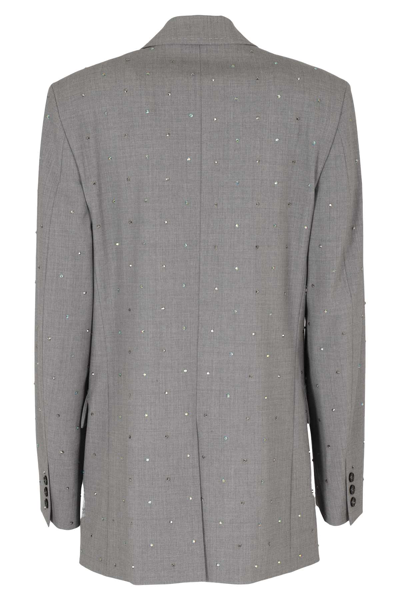 Shop Msgm Jacket Blazer In Grey Melange