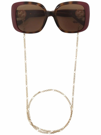 Shop Gucci Women's  Red Acetate Sunglasses