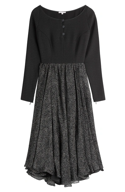 Olympia Le-tan Dress With Textured Skirt In Black