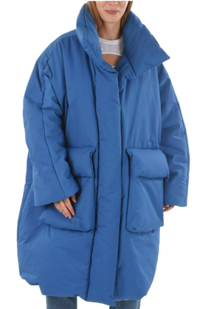 Shop Diesel Women's  Light Blue Other Materials Down Jacket In #add8e6