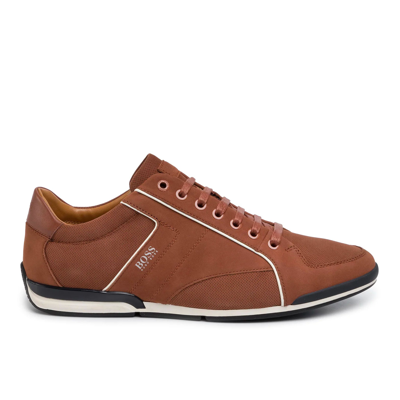 Hugo Boss Leather Sneaker In Brown | ModeSens